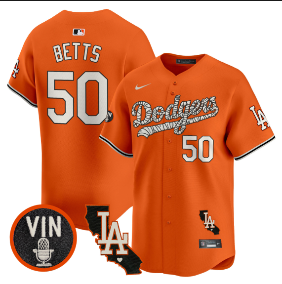 Men Los Angeles Dodgers #50 Betts 2025 orange Limited Stitched Jersey-0